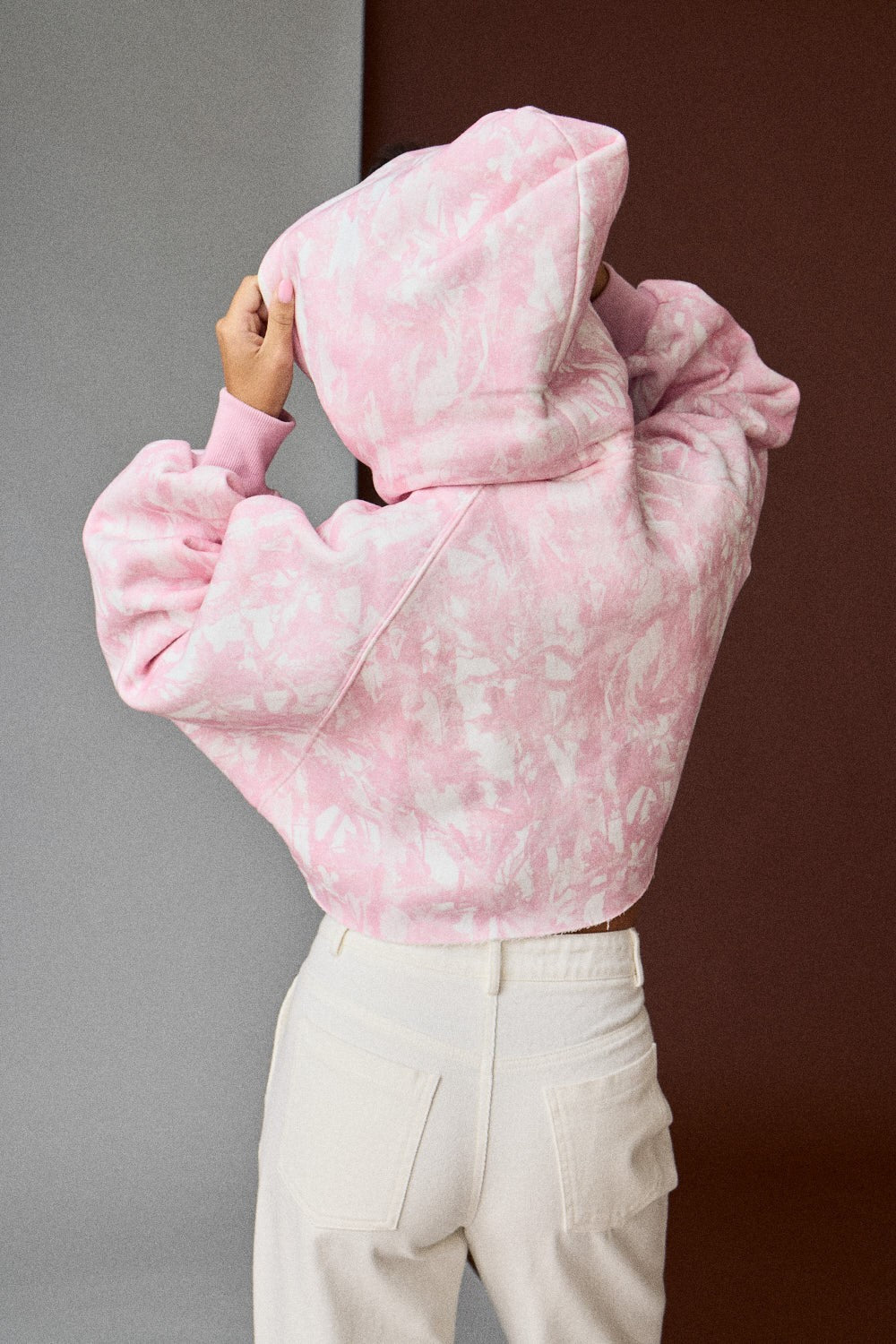 Pink Camo Cropped Hoodie