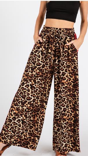 Woven Leopard Print Pant