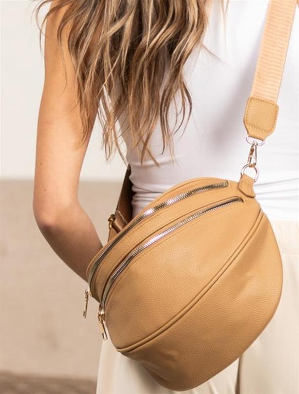 Double Zip Leather Sling Bag