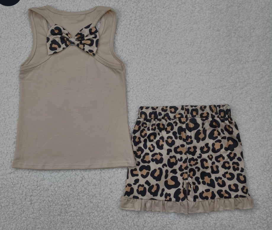Bow Leopard Tank Top Set