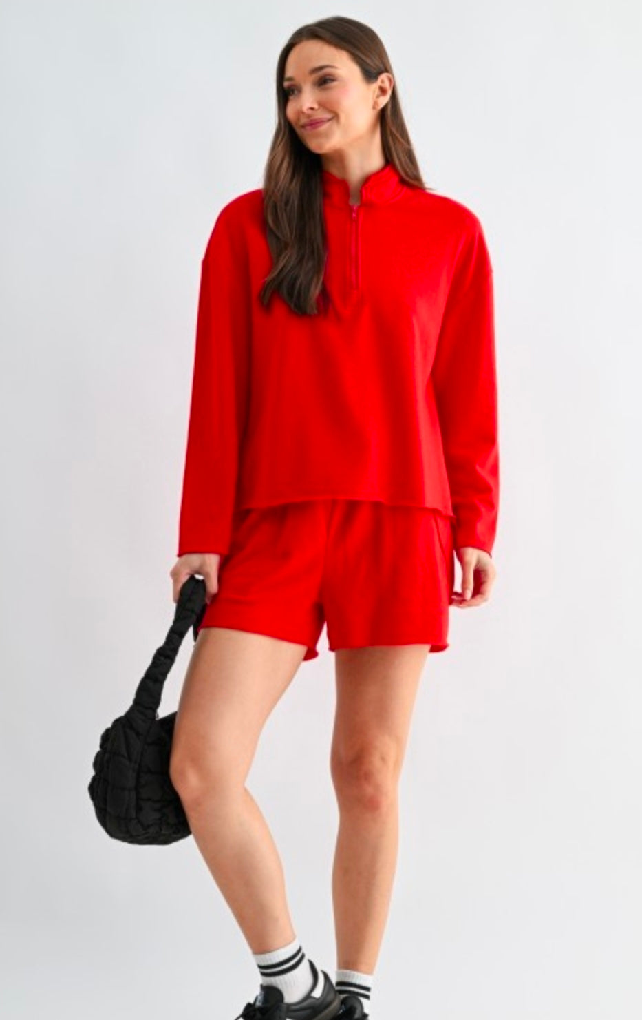 Offset Raw Edge Half-Zip Set