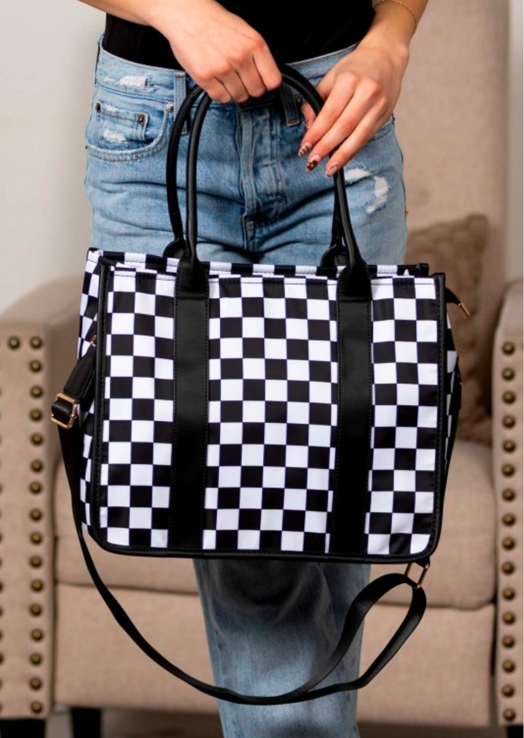 Dallas Checkered Tote Bag
