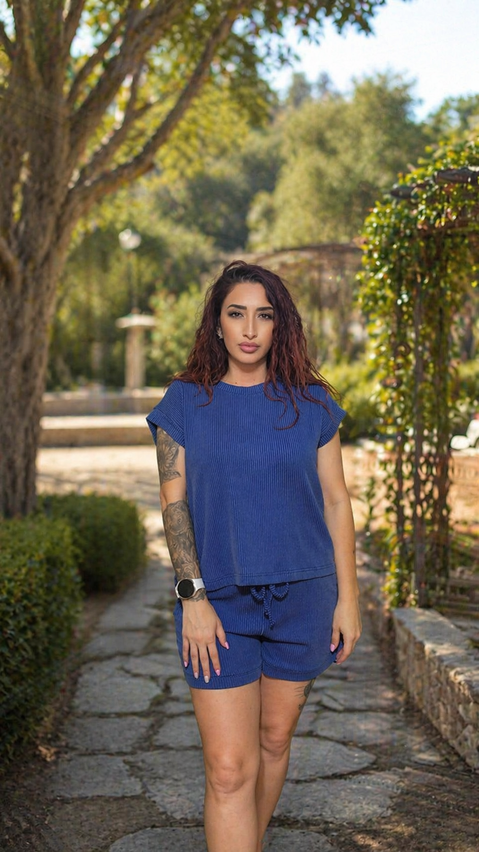 Zenana Rib Sleeve Top & Short Set