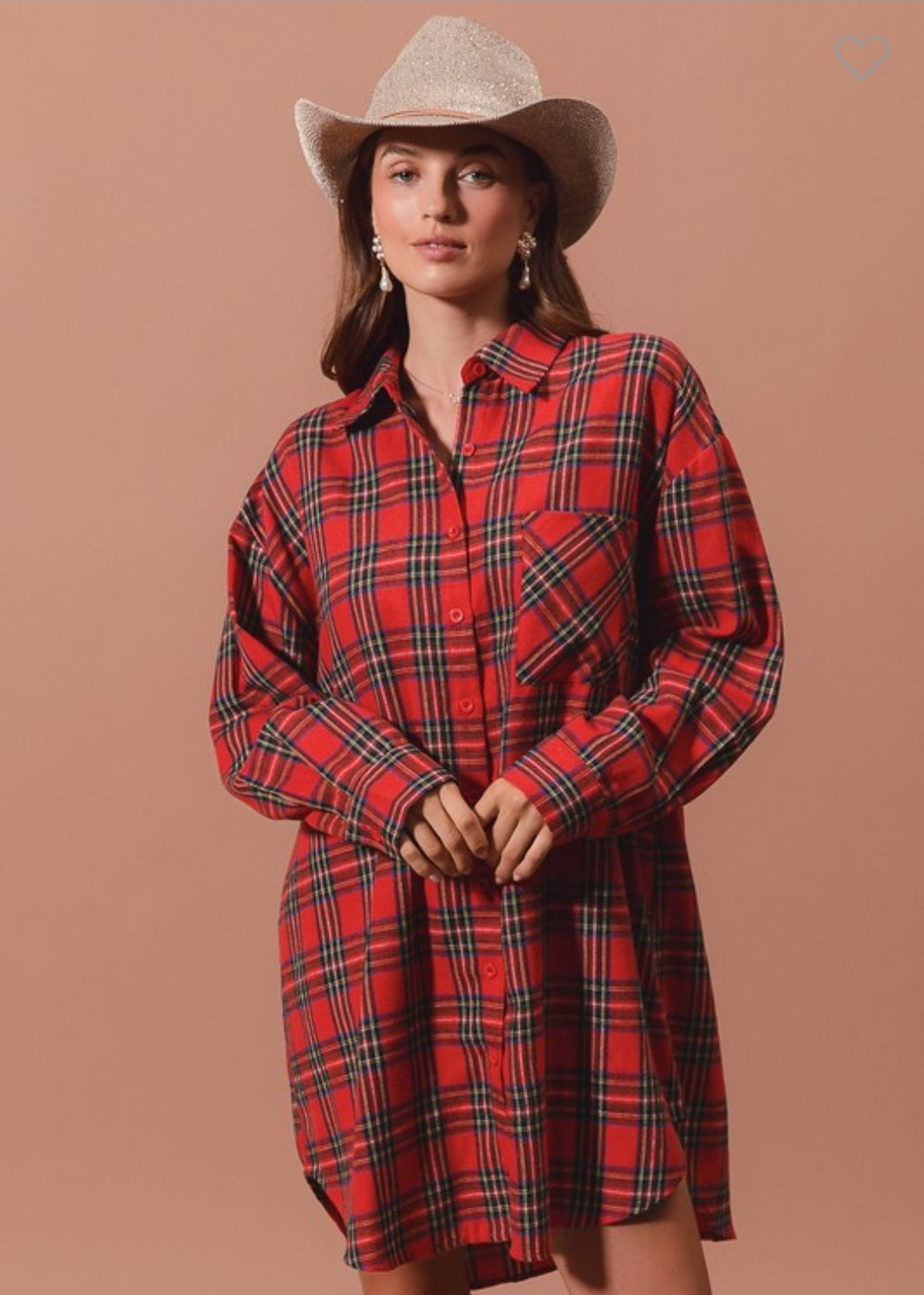 Christmas Plaid Button Up Dress