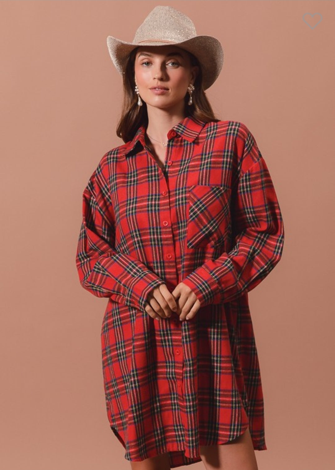 Christmas Plaid Button Up Dress
