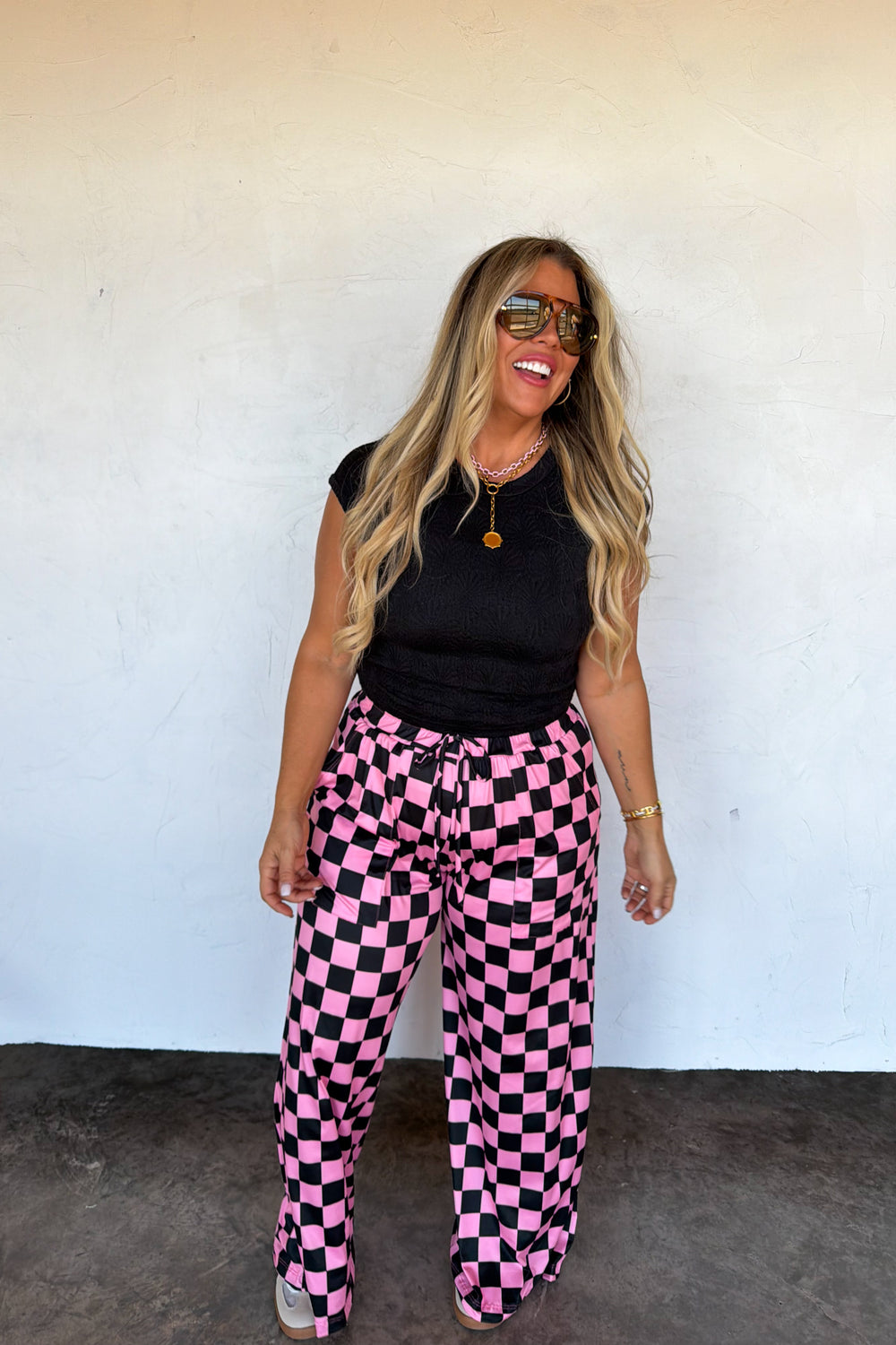 Black & Pink Checkered pants