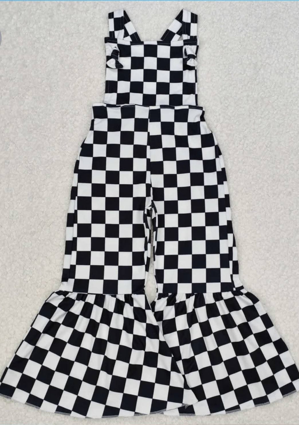 Kids Black & Checkered Jumpsuit