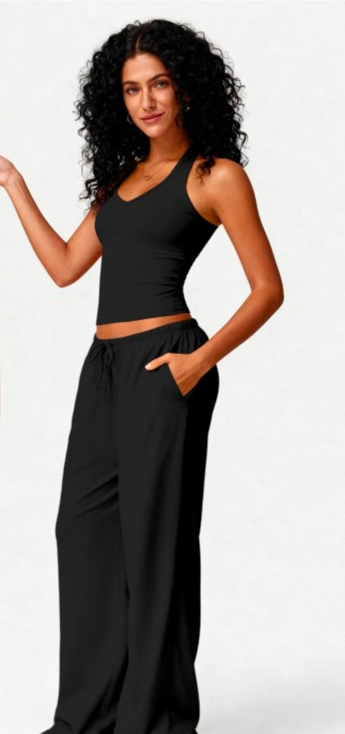 2pc Crop Tank Pant Set