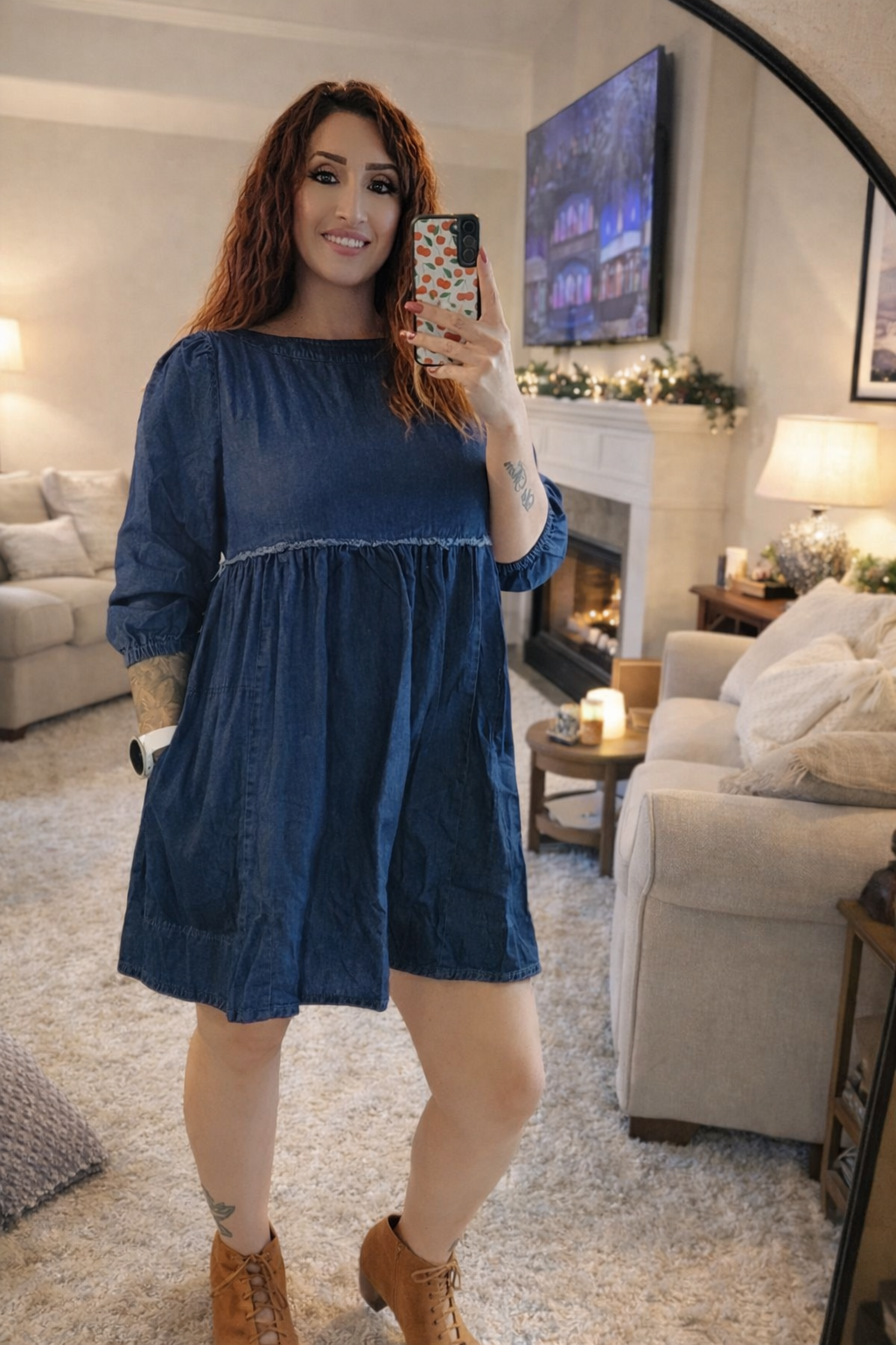 Babydoll Denim Mini Dress