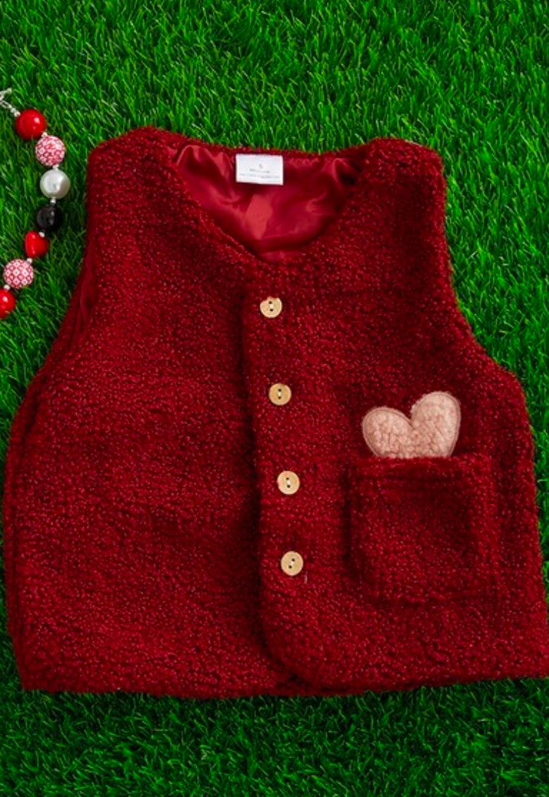 Burgundy Sherpa Vest