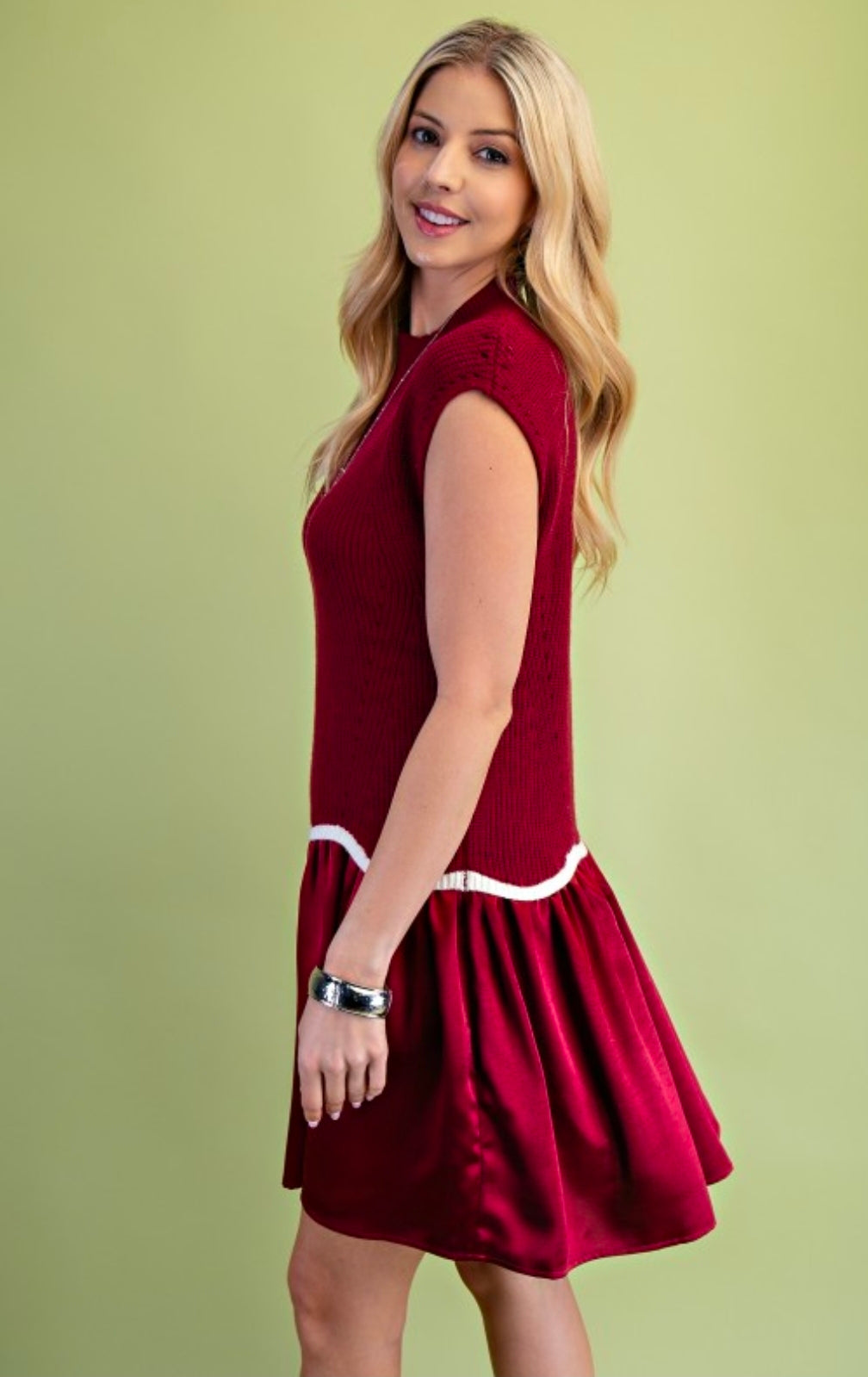 Mock Neck Knit Sweater Vest Dress